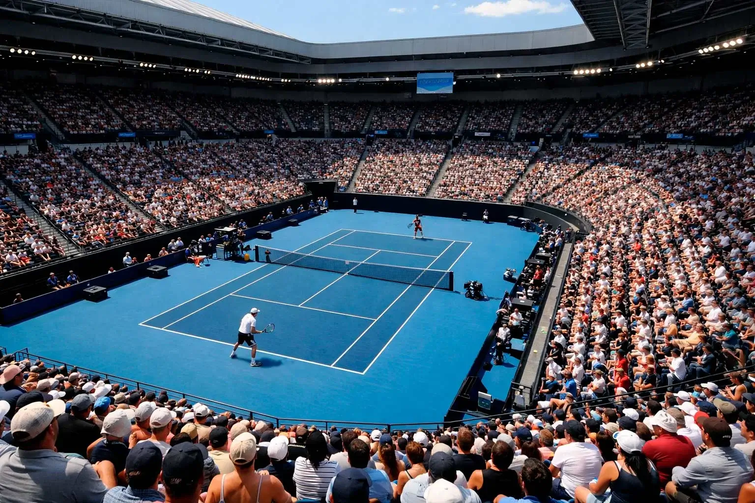 Tennisarena bei einem ATP Masters 1000 Turnier mit Zuschauern