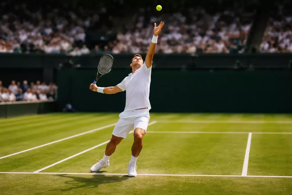 Spannendes Tiebreak-Duell zwischen zwei Tennisspielern auf Rasen